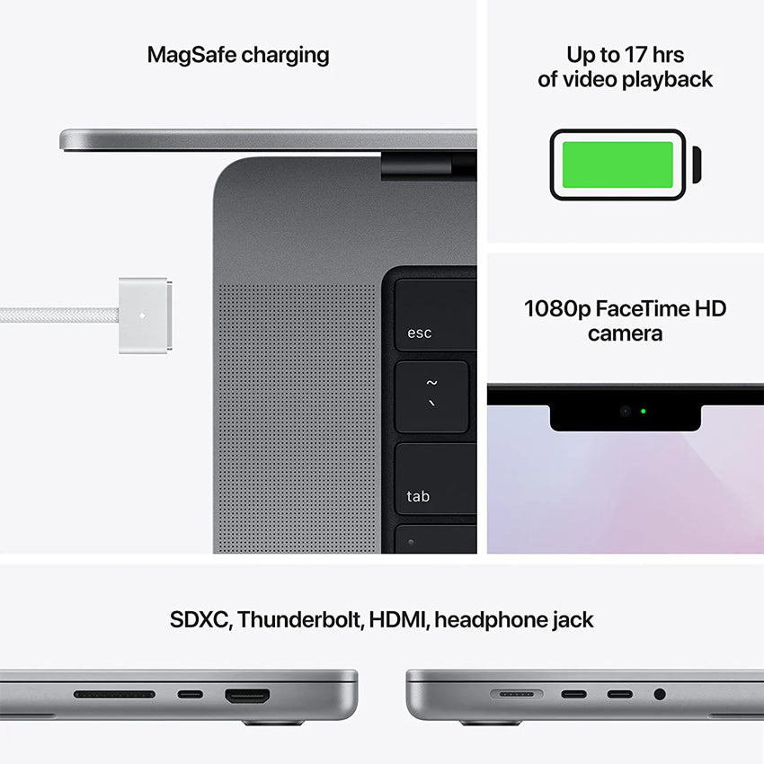 MacBook Pro de 16 pulgadas de Apple con CPU M1 Pro de 10 núcleos, GPU de 16 núcleos, memoria de 16 GB, SSD de 1 TB, gris espacial MK193 2021